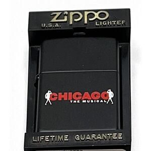 Vintage Zippo Lighter – Chicago The Musical – Black Matte – 1998 XIV Mint